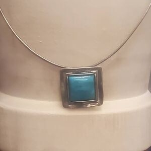 Sterling Silpada Square Turquoise Pendant Necklace